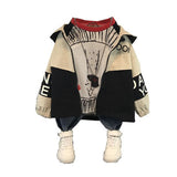 Baby autumn and winter warm thickening plus velvet padded boy hooded jacket