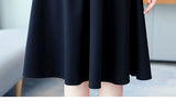 Women Elegant Slim A-line Stitching Large size 3XL Office Dress with Belt Vestidos