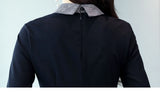Women Elegant Slim A-line Stitching Large size 3XL Office Dress with Belt Vestidos