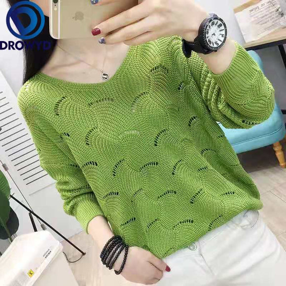 Sexy Soft Cotton Loose V-neck Knitted Sweater Hot