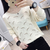 Sexy Soft Cotton Loose V-neck Knitted Sweater Hot