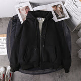Jacket solid color hoodies imitation lamb wool korean