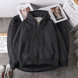 Jacket solid color hoodies imitation lamb wool korean