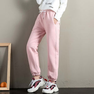 Winter Women Sweatpants Workout Fleece Trousers Solid Thick Warm Running Pantalones Mujer