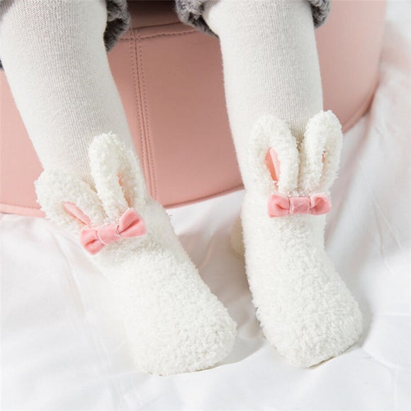 Coral Fleece Baby Girls Socks Newborn Soft Cute Rabbit Baby Socks