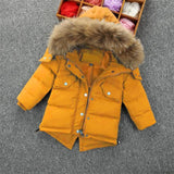 New Parker Boys Hodded Solid Faux Fur Collar Baby Winter Jacket