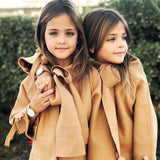 Winter Autumn Baby Girls Coat Warm Wool Bowknot Trench Overcoat Long Sleeve Jacket