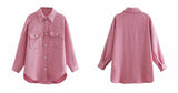 ZXQJ Tweed Women Vintage Oversize Plaid Shirts