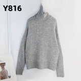 Aachoae Women Knitted Turtleneck Cashmere Sweater Pullover