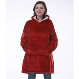 Women Winter Hoodies Fleece Giant TV Blanket With Sleeves