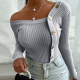 Sexy V-Neck Button Blouses Shirts Long Sleeves Solid