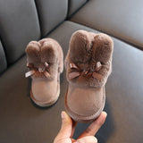 Rabbits Ears Boots Girls Suede Toddler Warm Fur Kids Winter Shoes