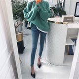 Aachoae Solid O Neck Pullover Sweaters Korean Style