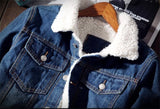 Men Denim Jacket Trendy Winter Warm Fleece Coats Mens Outwear