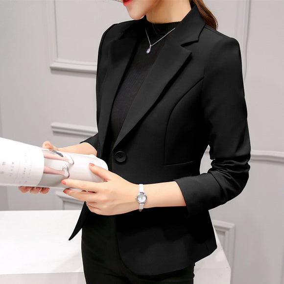 Black Women Formal Blazers Office Work Suit Jackets Coat
