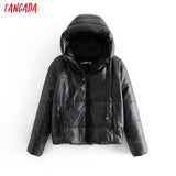 Winter Women khaki fur faux leather jacket oversized zipper Thick pu hooded coat