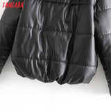 Winter Women khaki fur faux leather jacket oversized zipper Thick pu hooded coat