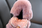 Rabbits Ears Boots Girls Suede Toddler Warm Fur Kids Winter Shoes