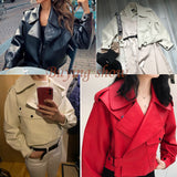 Fitaylor Women Faux Leather Jacket Pu Motorcycle Coat