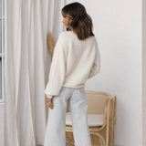 Hirsionsan Elegant Long Sleeve Mohair Sweater Cardigan