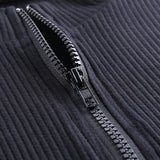 Bodycon Ribbed Dress Stand Collar Zipper Deep V-neck
