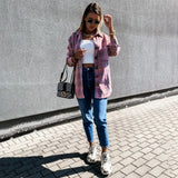 Long Plaid Shirt Casual White Long Sleeve Pocket Button Up