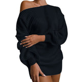 MONERFFI Sexy Bodycon Mini Sweater Knitwear Dress