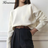 Hirsionsan Oversized Sweater Elegant Knitted Basic Pullovers