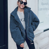 Faux Fur Coat Warm Soft Zipper Jacket Plush Overcoat Pocket