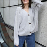 Zoki Knitted Cardigans Sweater Long Sleeve Loose Coat