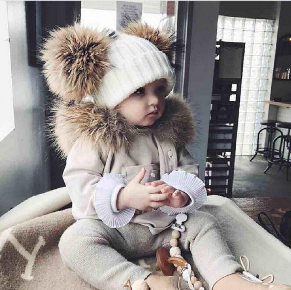children's toddler baby faux fur hat cap beanie