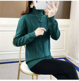 Women Turtleneck Pullover Slim Velvet Knitted Sweater