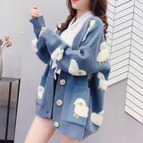 Knitted Female Cardigan Loose Streetwear Sweater Coat