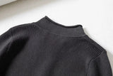Aproms Elegant High Neck Zipper Front Knitted Sweater