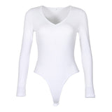 One-Piece Knitted Bodysuits Women Sexy Club Outfits V-Neck
