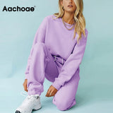Aachoae Solid Casual Tracksuit Women Sports 2 Pieces Set
