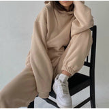 Elegant Solid Sets Warm Hoodie Sweatshirts And Long Pant