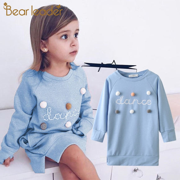 Bear Leader Cartoon Letter Embroidery Dress Pullover