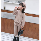 New Autumn Winter Girls' Baby Knitted Sweater Top + Pants 2-piece Set (2-6Y)