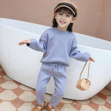 New Autumn Winter Girls' Baby Knitted Sweater Top + Pants 2-piece Set (2-6Y)