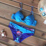 Riseado Push Up Patchwork Swimsuits Ruched Sexy Bikini Set