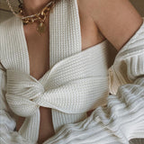 Sleeveless Knitted Crop Sweater Sexy Autumn Fashion Vest Jumper Top