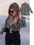 Women satin blouse long sleeve zebra print shirts vintage office ladies tops