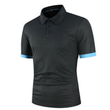 Men Polo Shirt Short Sleeve Contrast Color Summer Streetwear