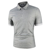 Men Polo Shirt Short Sleeve Contrast Color Summer Streetwear