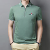Golf Polo Shirts For Men Summer New Short Sleeve Zipper Lapel Tops