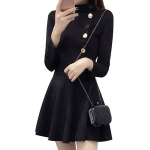 Suede dress fall and winter fashion long-sleeved A-line dress