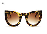 Women Sunglasses Big Frame Mirror Glasses Chunky Cat Eye Sunglasses