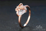 LAMOON Heart 9x10mm Gemstone Rose Quartz Jewelry Wedding Ring