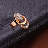 17KM Rose Gold Color Crystal Necklace Earring Bracelet Ring Set Women